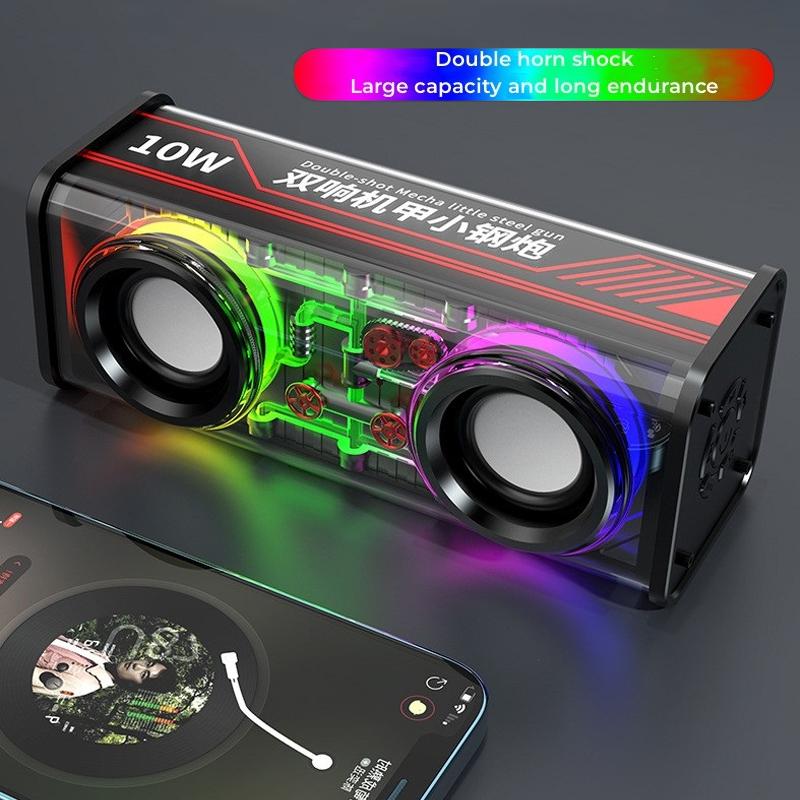 Loa Bluetooth không dây Mecha trong suốt Âm thanh Ánh sáng Rhythm Loa siêu trầm TWS Stereo Máy nghe nhạc Cyberpunk Hộp âm thanh Super Bass Màu sắc: Trắng