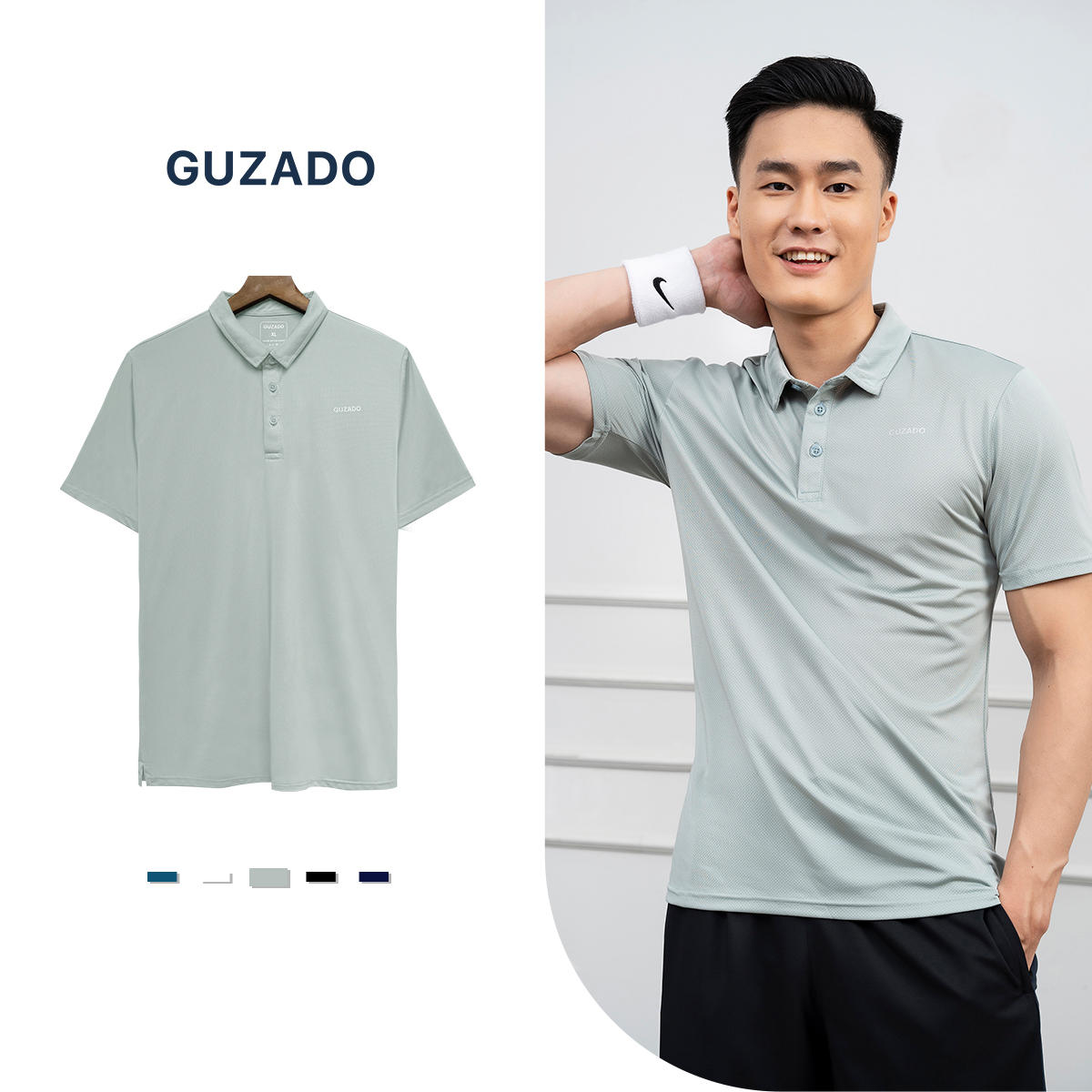 Áo Thun Nam Polo Cổ Bẻ Guzado Chất Coolmate Mát Lạnh Thấm Hút Cực Tốt Kiểu Dáng Basic Form Regular Fit GPL01