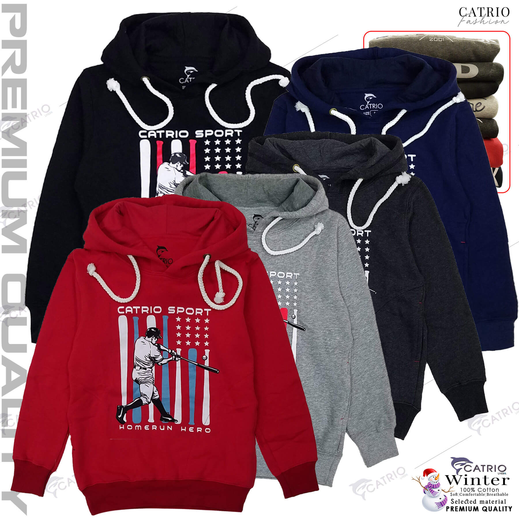 ÁO HOODIES TRẺ EM CATRIO in BÓNG CHÀY là áo thun dài tay có mũ có túi thời trang, vải 100% cotton dày, ấm mùa thu đông phù hợp với trẻ em bé trai, bé gái từ 9 tuổi 32kg .. 14 tuổi 55kg kết hợp quần dài cotton CATRIO thành bộ đồ đẹp MÀU NAVY