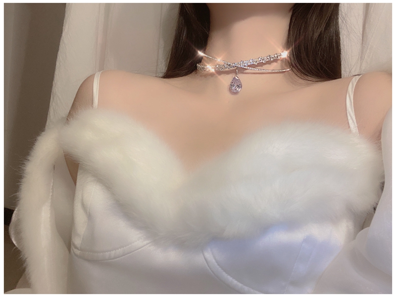 Cài tóc đính đá giọt nước đa năng, choker đính dá