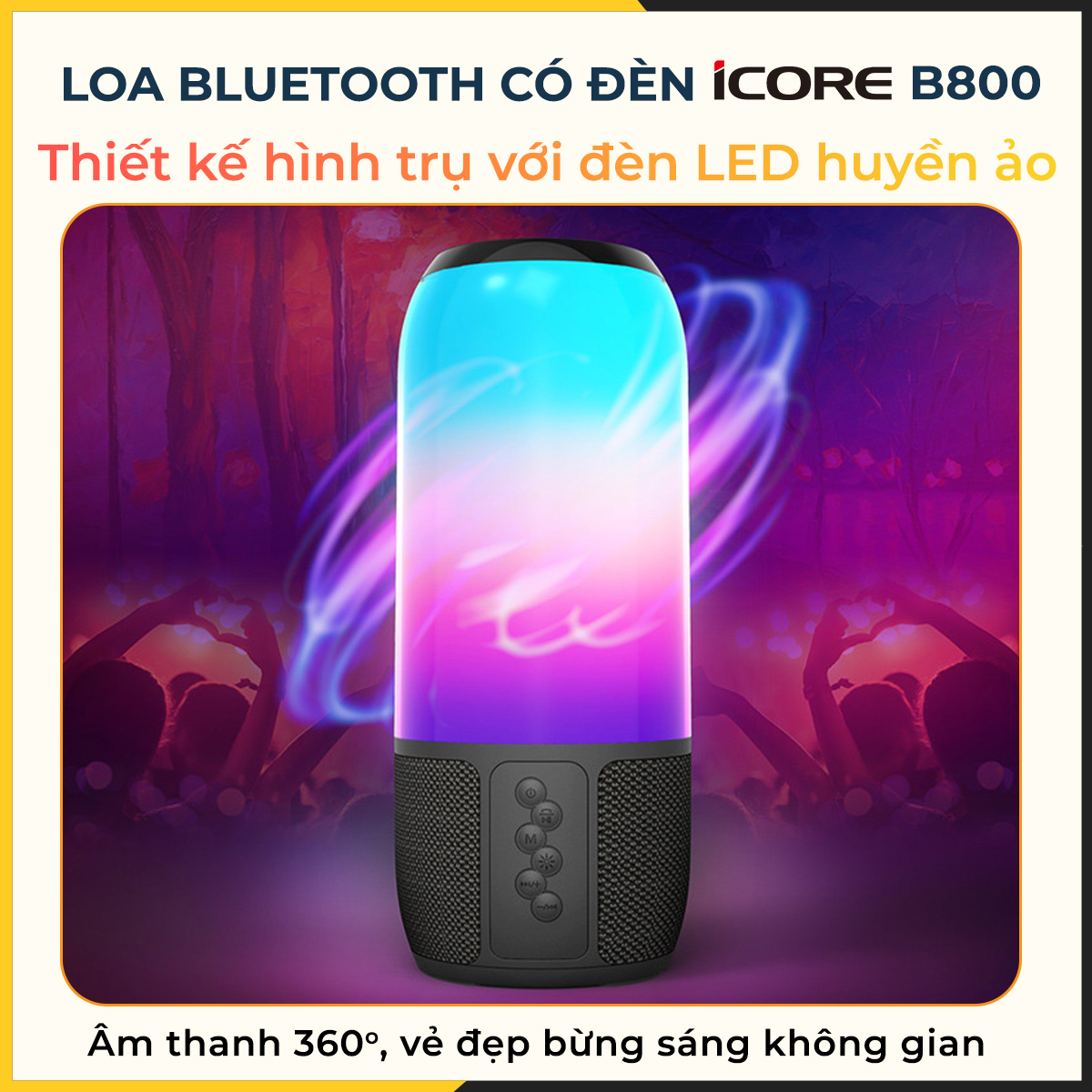 Loa Bluetooth có đèn iCore B800 - Hàng Chính Hãng