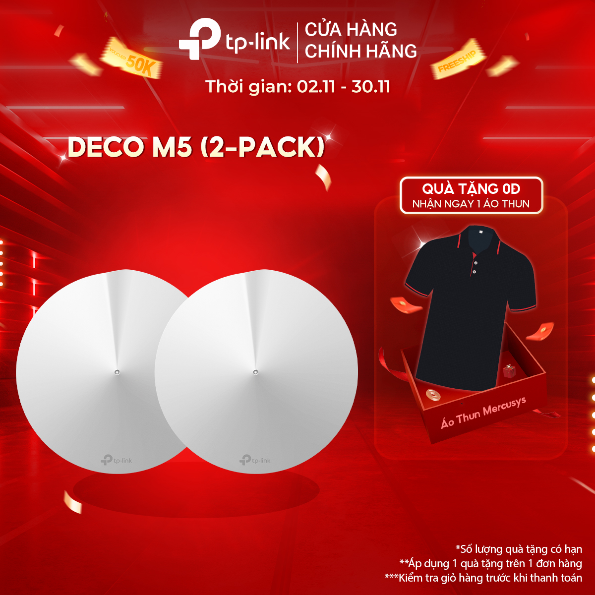 Bộ Phát Wifi Mesh TP-Link Deco M5 (2-pack)  Băng Tần Kép MU-MIMO AC1300 - Hàng Chính Hãng