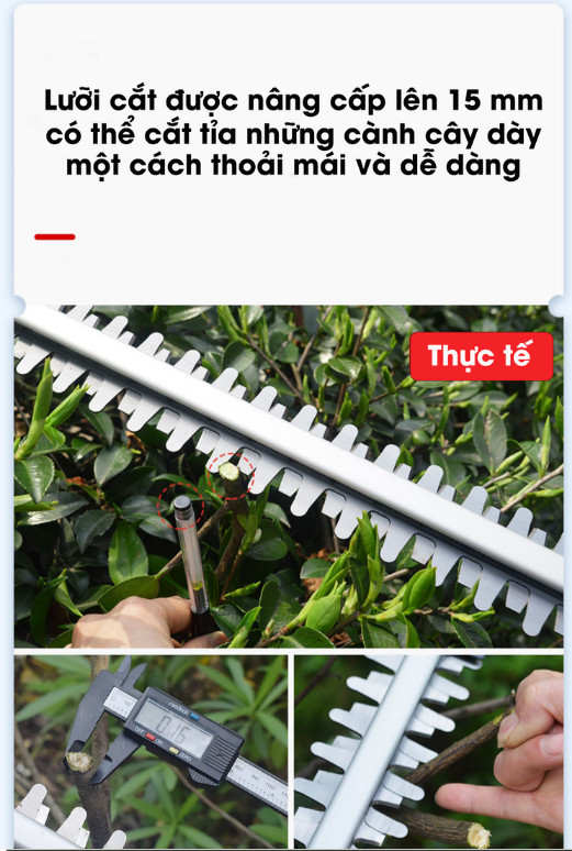 Máy cắt tỉa hàng rào, máy tỉa cây cảnh dùng pin Lapusen, chuẩn lõi đồng không chổi than