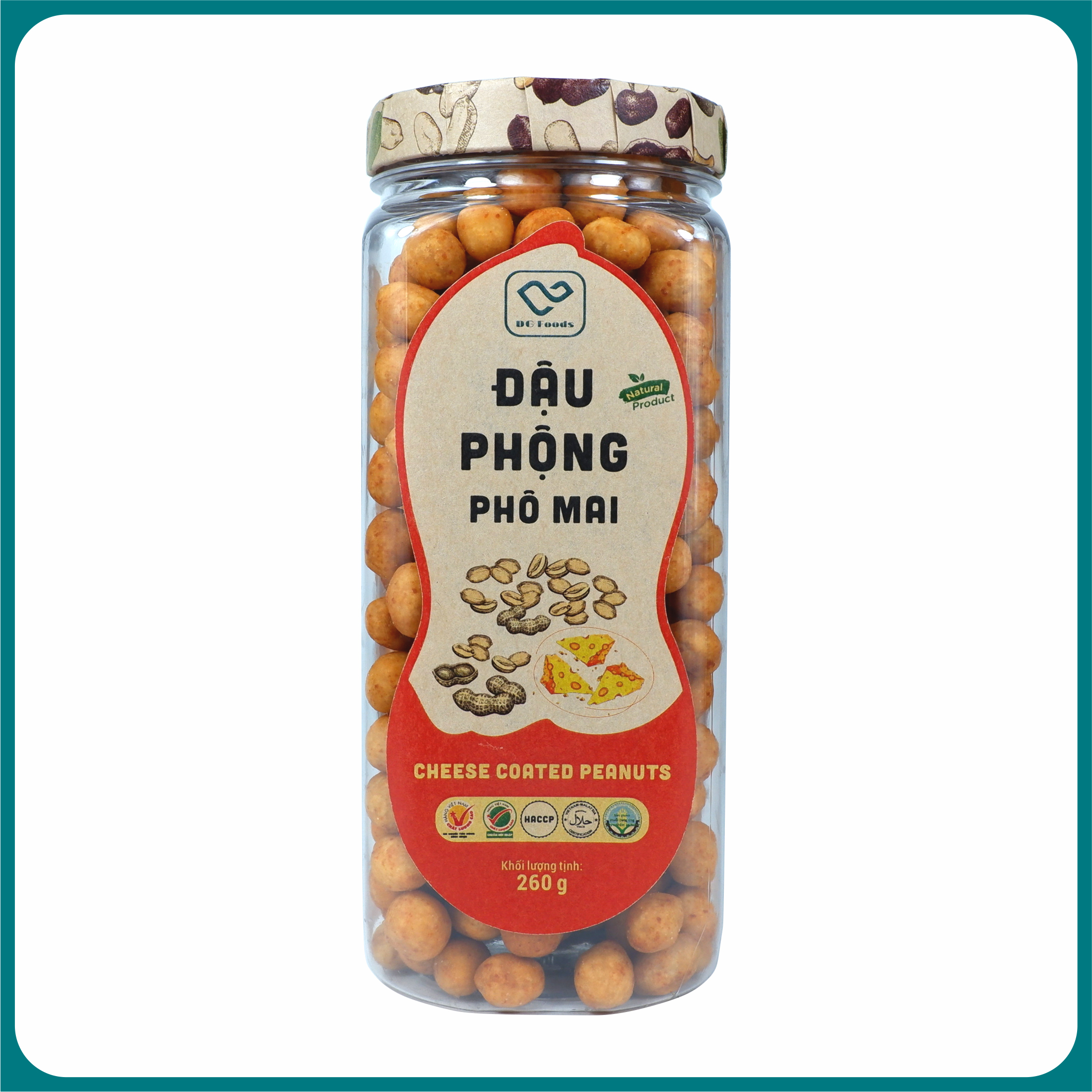 Đậu Phộng Phô Mai DGfoods 260g/ Cheese coated peanuts/ HVNCLC, Haccp, Halal, Ăn chay, Ăn kiêng, Đặc sản Cần Thơ