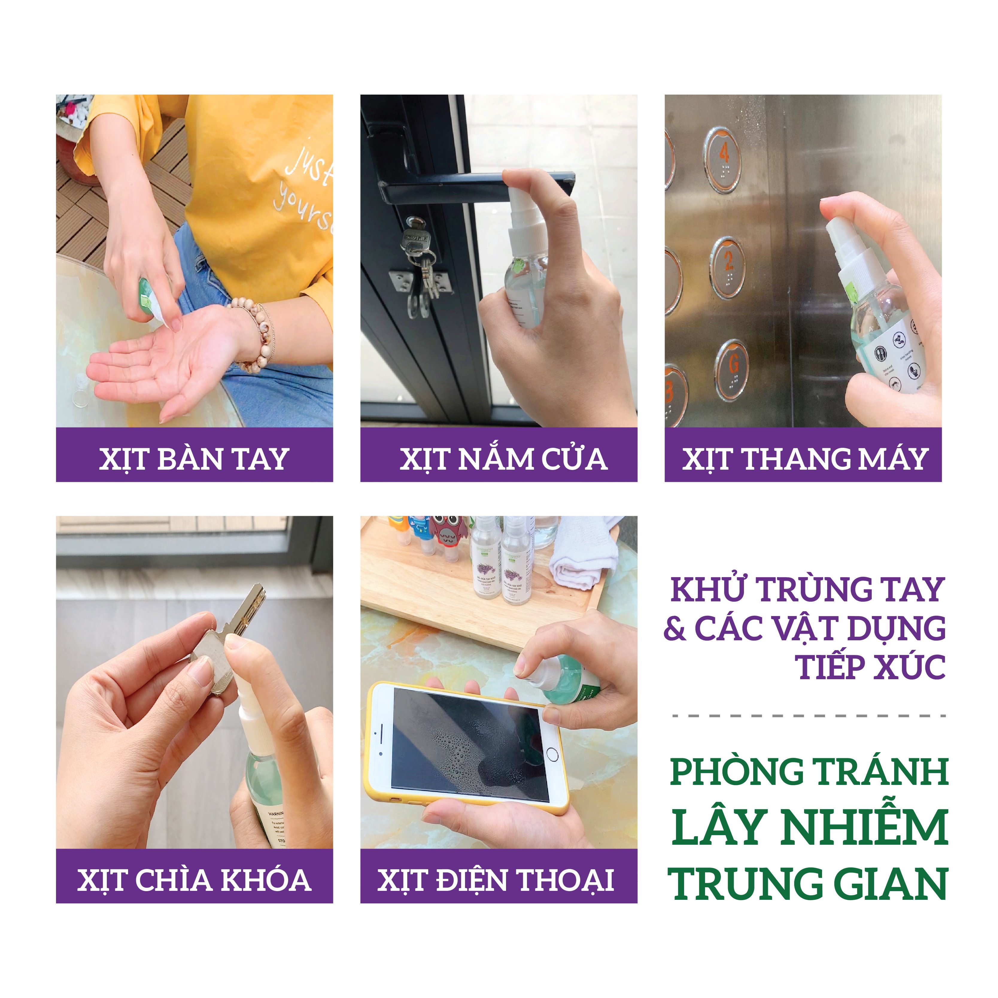 Xịt Rửa Tay Oải Hương làm Sạch Vượt Trội, X3 Dưỡng Ẩm Không Gây Khô Da MILAGANICS 50ml (Chai)