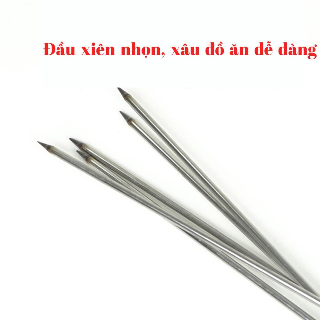 Xiên nướng thịt Inox, Que xiên nướng Inox chuôi gỗ (Loại tròn) - Model: XN43cm