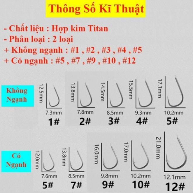 Lưỡi Câu Cá, Lưỡi Câu Đơn Titan CJ-Seiko Nhật Bản Siêu Sắc Bén Chuyên Câu Đài LC9