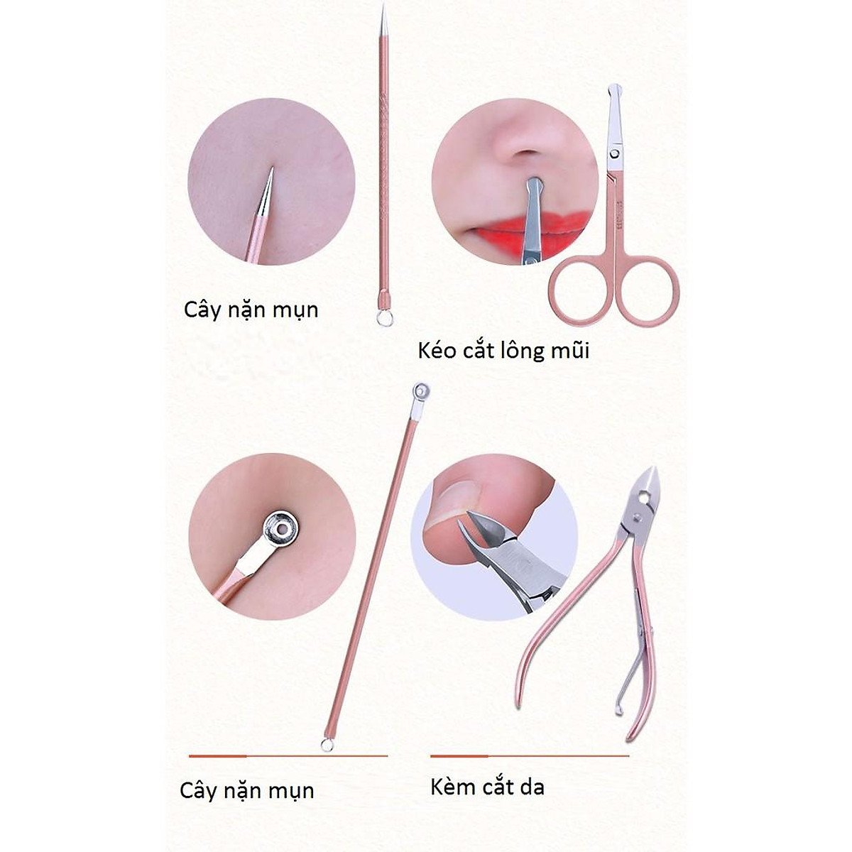 Bộ Bấm Móng Tay 18 Món Dụng Cụ Làm Nail Cây Nặn Mụn Lấy Khóe Kìm Dũa Nhíp - Hàng Loại 1 - Chính Hãng MINIIN