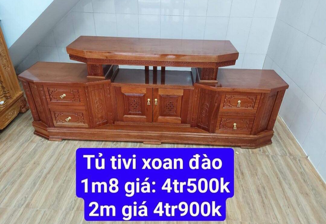 Tủ tivi-Kệ Tivi Gỗ Xoan Đào 2 Tầng Dài Đẹp