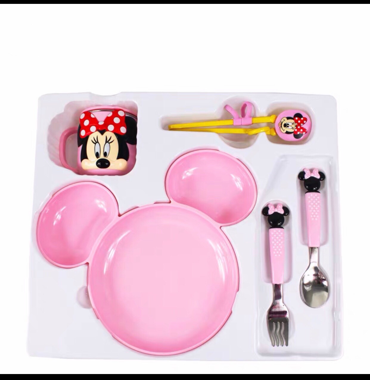 Set ăn uống 5 món hình Minnie siêu cute dành cho trẻ em,các bé