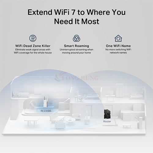 Bộ mở rộng sóng Wifi 7 TP-Link BE3600 Dual-Band Range Extender RE235BE - Hàng chính hãng