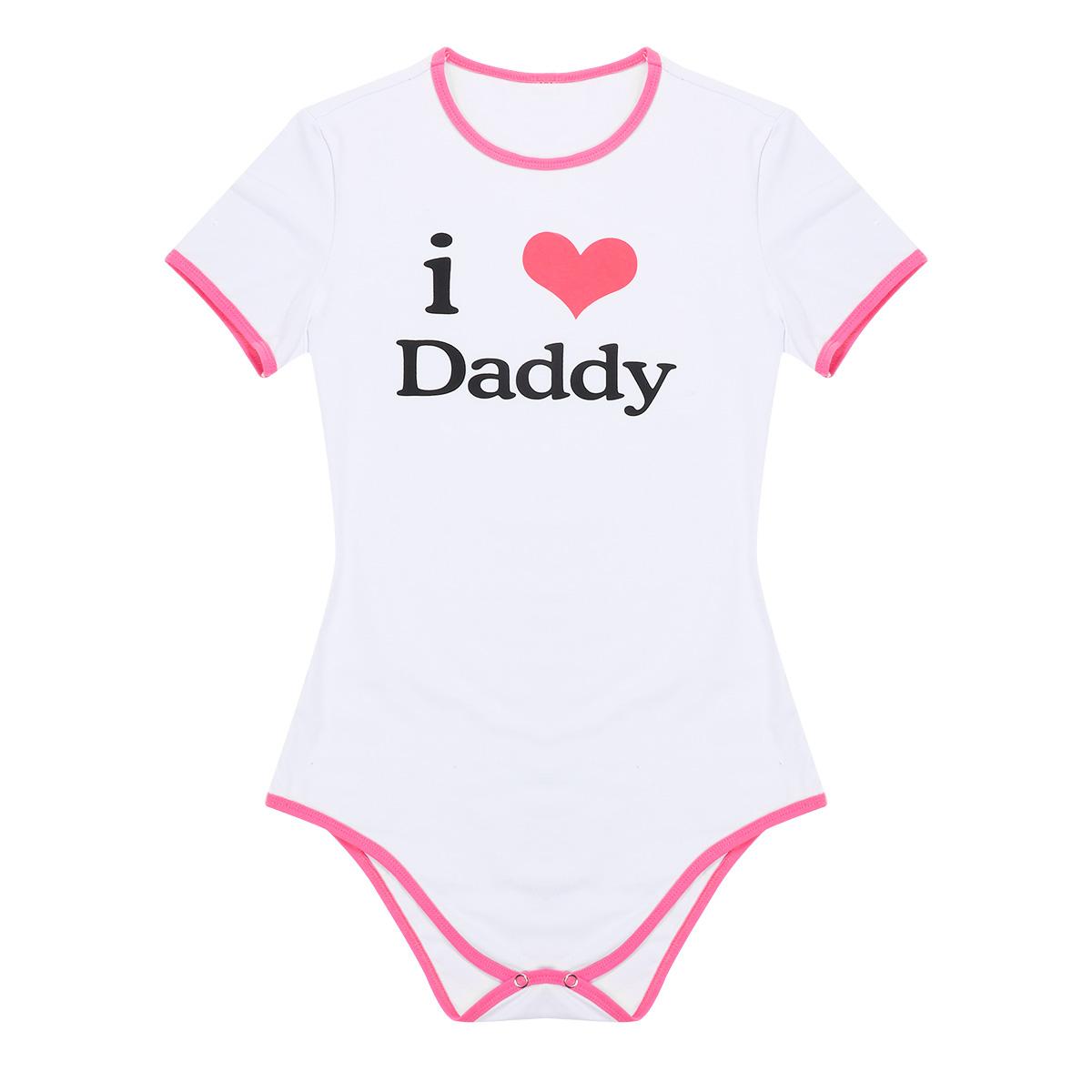 Phụ Nữ Trưởng Thành Cosplay Sexy Bodysuit I Yêu Bố Ngắn Tay In Hình Chụp Đáy Quần Cotton Liền Quần Bodysuit Cho Tã Người Yêu