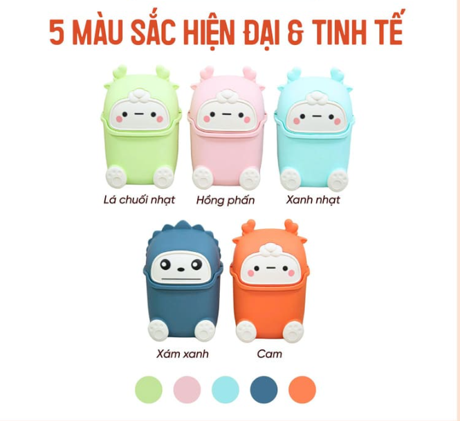 Thùng rác mini Dino 9335VH để bàn hình thú dễ thương