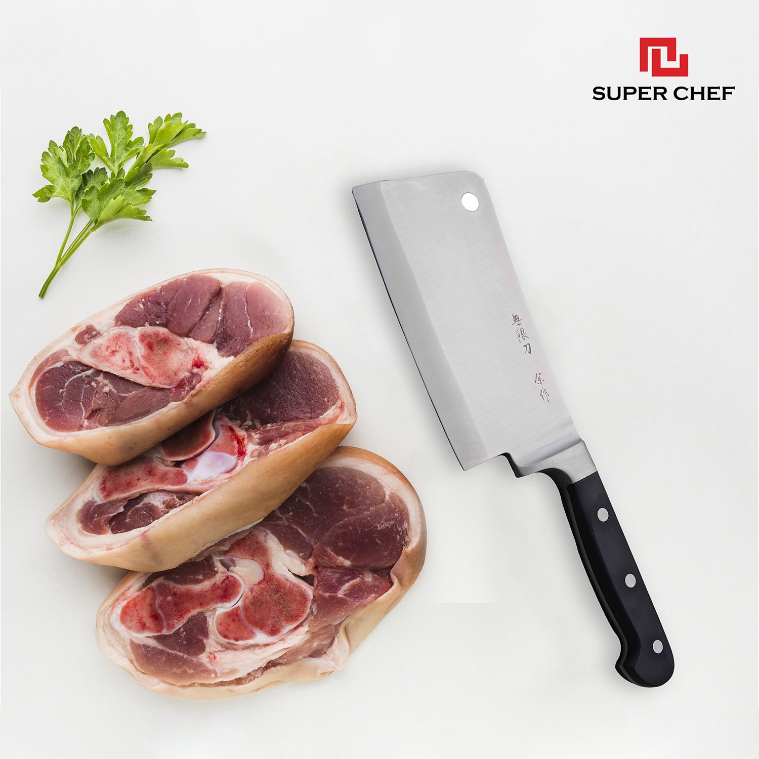 Dao Chặt Xương Ngắn Chính Hãng Super Chef Lưỡi Dày 4mm Cứng Cáp, Không Gỉ Sét, Không Ăn Mòn Đảm Bảo An Toàn Sức Khỏe Vừa Sắc Bén Lâu Cùn Và Tiện Lợi