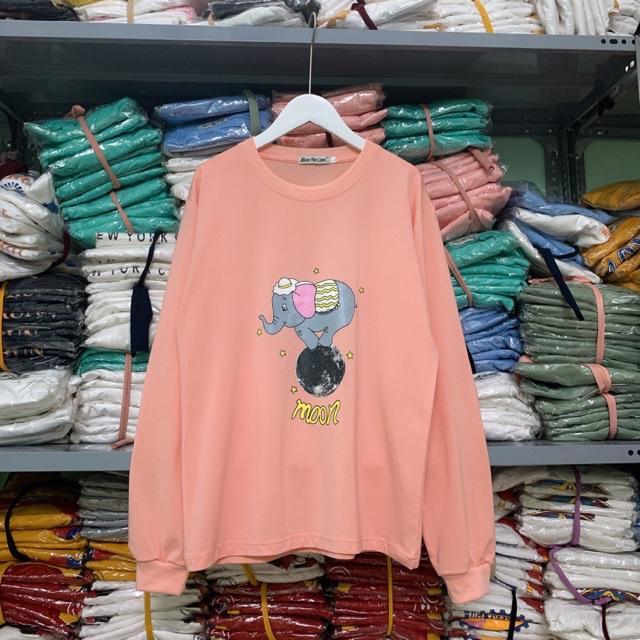 Áo thun tay dài CÓ BO TAY form rộng CON VOI chữ MOON ulzzang thu đông UNISEX