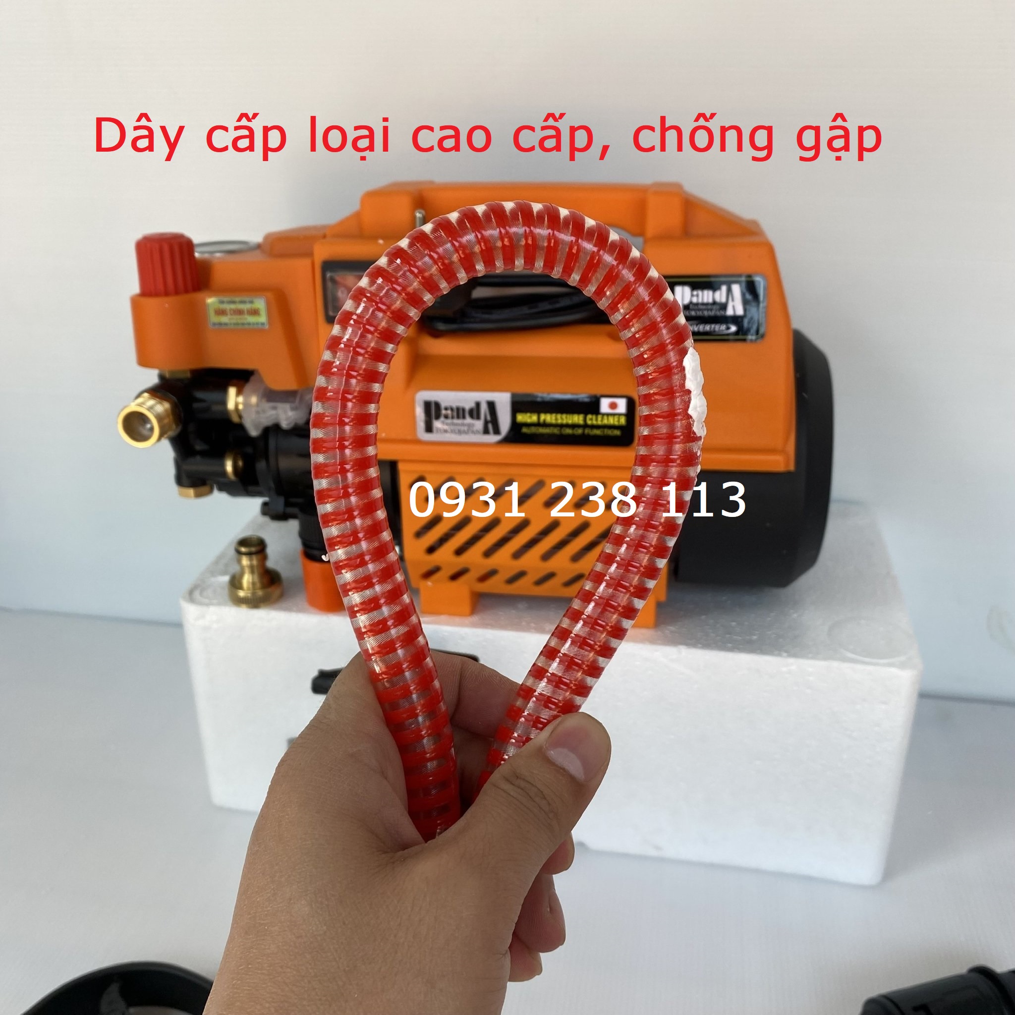 Máy rửa xe gia đình công suất mạnh  PANDA PD-889-Chính Hãng, may rua xe mi ni, vòi bơm áp lực cao, ống bơm nước 15m, loại dẻo, chống soắn, chống gấp  máy nặng và khỏe