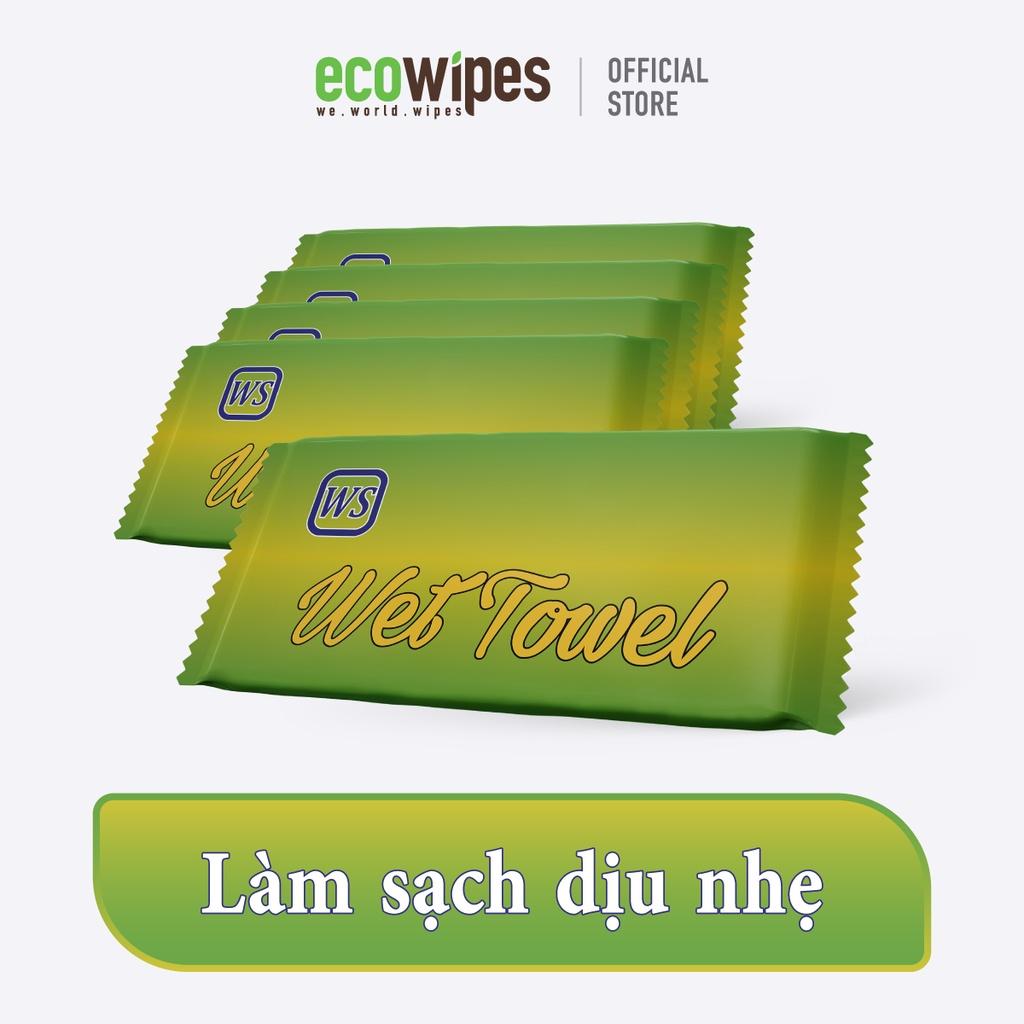 Khăn lạnh cao cấp EcoWipes 1 tờ dùng 1 lần mang đi khổ lớn, dày dặn dùng nhà hàng, bán đồ ăn, bánh mì