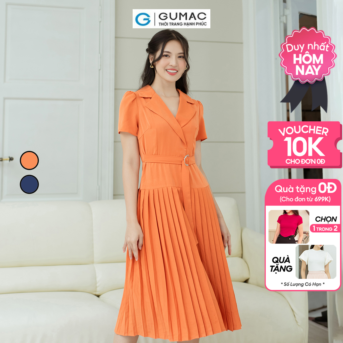 Đầm đắp chéo dập ly GUMAC DD08016