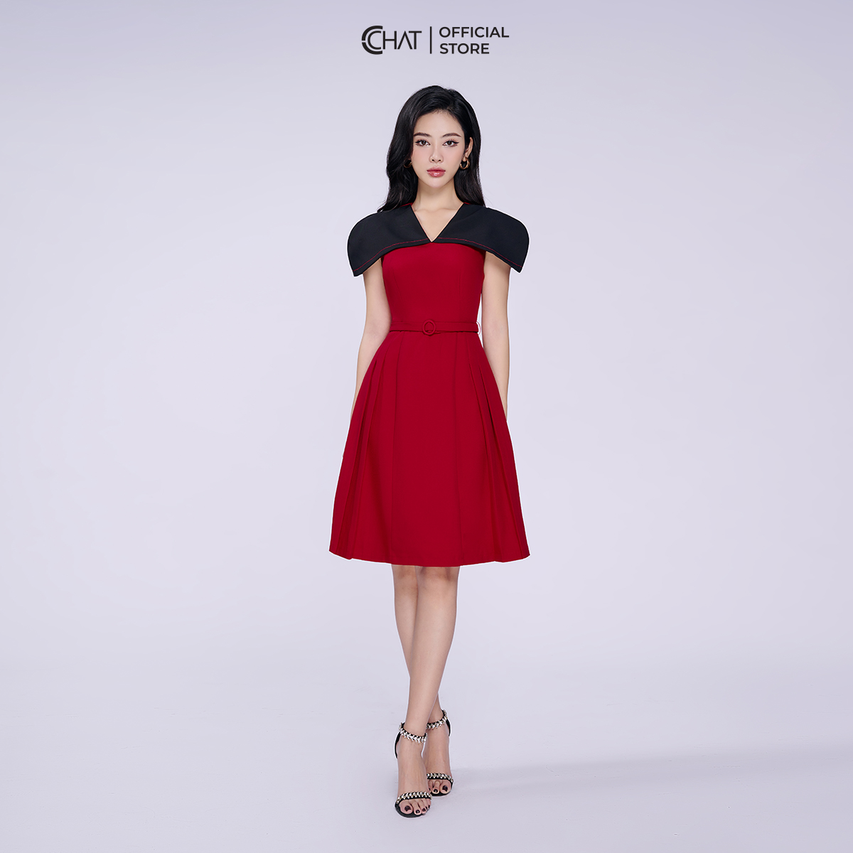 Đầm Nữ Xòe Vai Liền Ôm Tay Chất Liệu Tuytsi Cao Cấp 62VNS8022XT