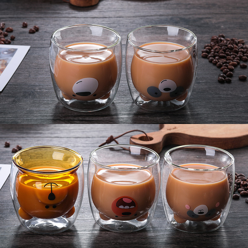 Ly Cách Nhiệt Thủy Tinh 2 Lớp Hình Mặt Gấu Ngộ Nghĩnh