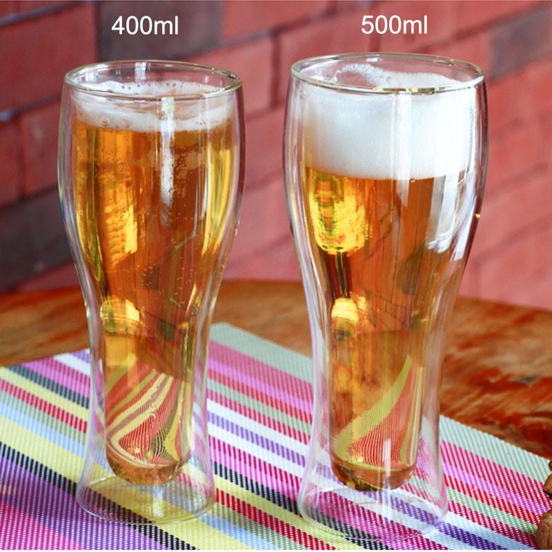 CỐC THỦY TINH 2 LỚP GIỮ NHIỆT UỐNG BIA, CAFE ĐA NĂNG 400ML