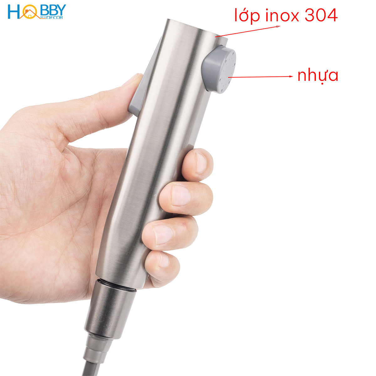 Bộ vòi xịt rửa toilet có van đa năng dây lò xo Hobby home decor VSR9