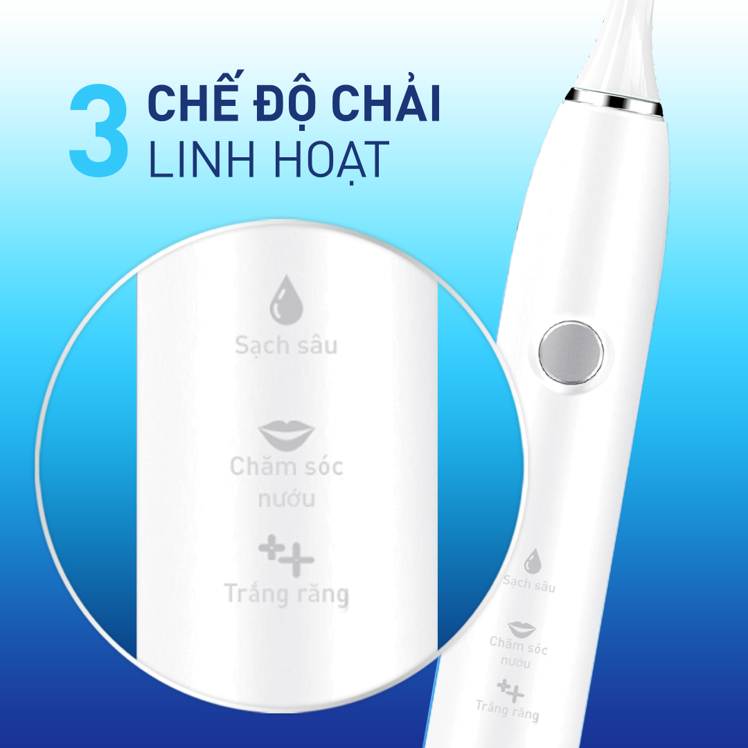 [Nhập Coupon giảm ngay 50K]Bàn Chải Điện P/S S100 PRO - Công Nghệ Sóng Âm, Chải Sạch Mảng Bám Tới 10X - Trắng Sáng