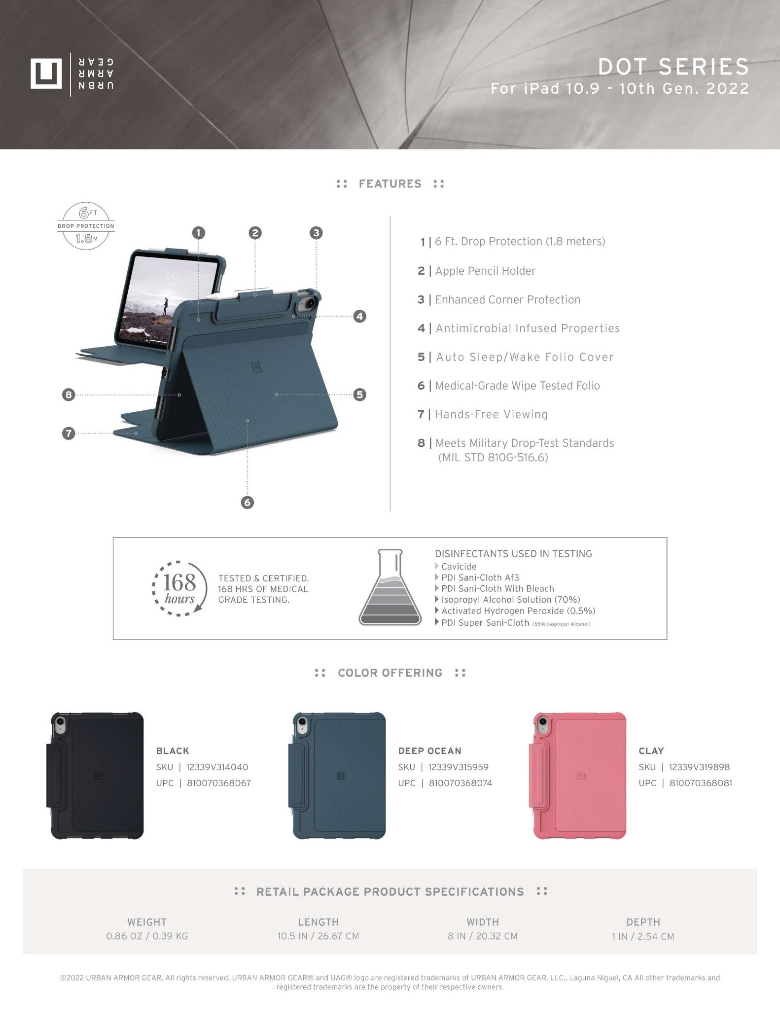 Ốp DOT UAG cho iPad Thế hệ thứ 10 Hàng chính hãng