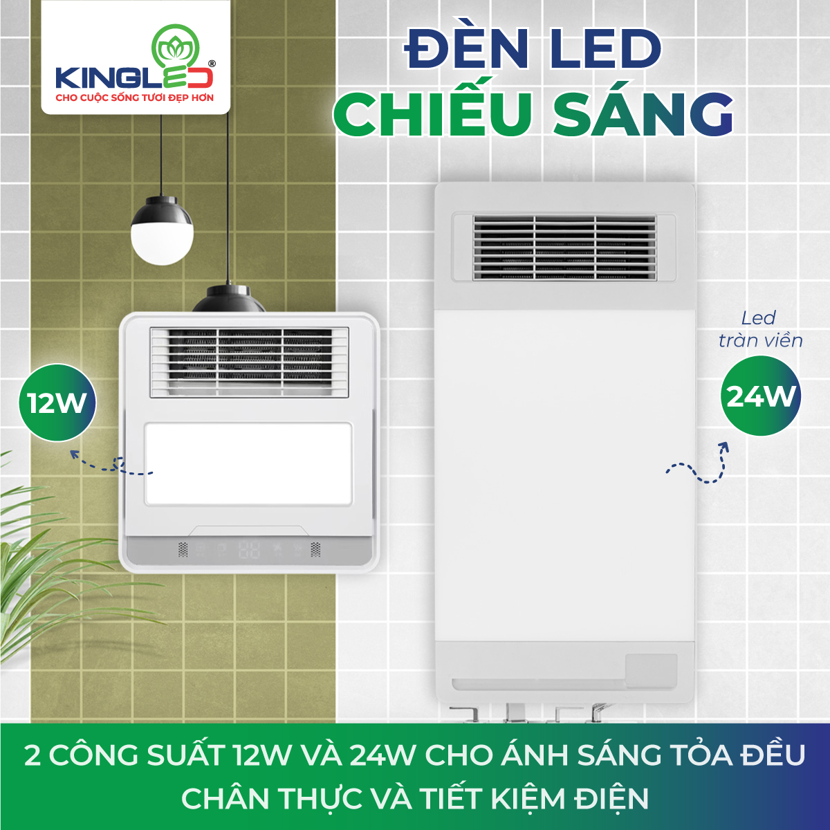 Quạt Sưởi Điều Hòa Âm Trần KINGLED - Hàng Chính Hãng