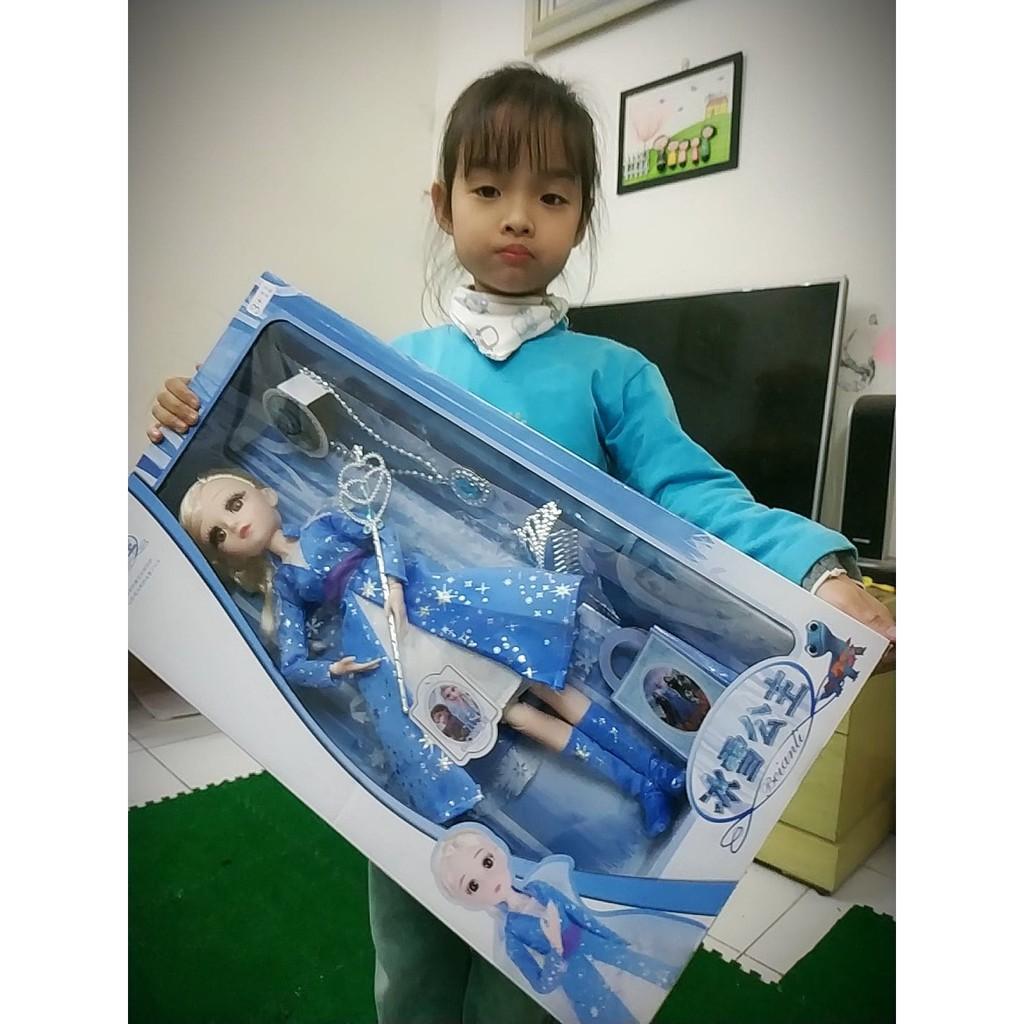 Búp bê nữ hoàng băng giá Frozen Elsa mắt ngọc size đại 50cm kèm vương miện, dây chuyền và quyền trượng