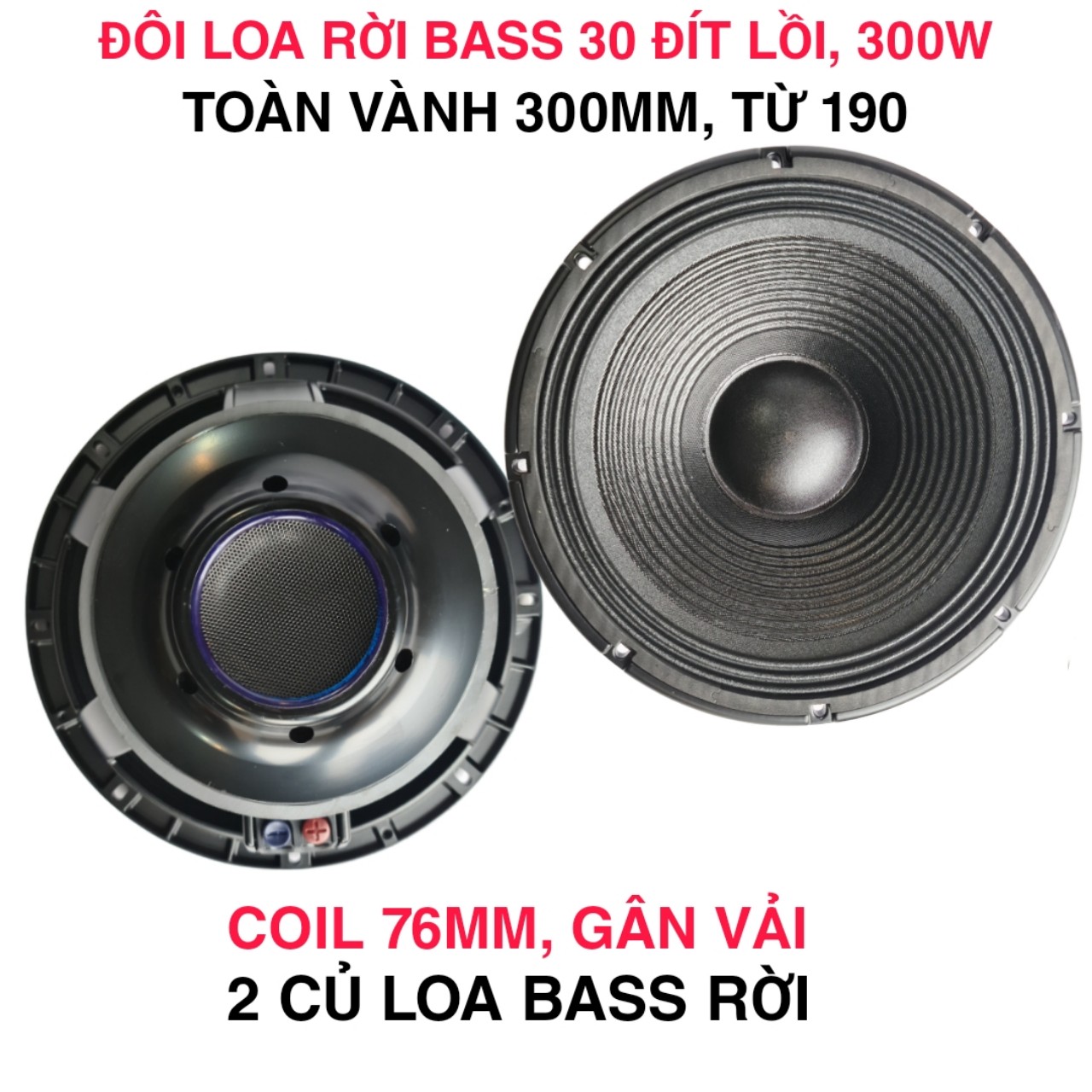 HÀNG NHẬP - ĐÔI LOA BASS 30 RCF TỪ 190 COIL 76 - TỪ LỒI - XƯƠNG NHÔM - GÂN VẢI 3 XẾP - TIẾNG CỰC SÁNG - GIÁ 02 CỦ