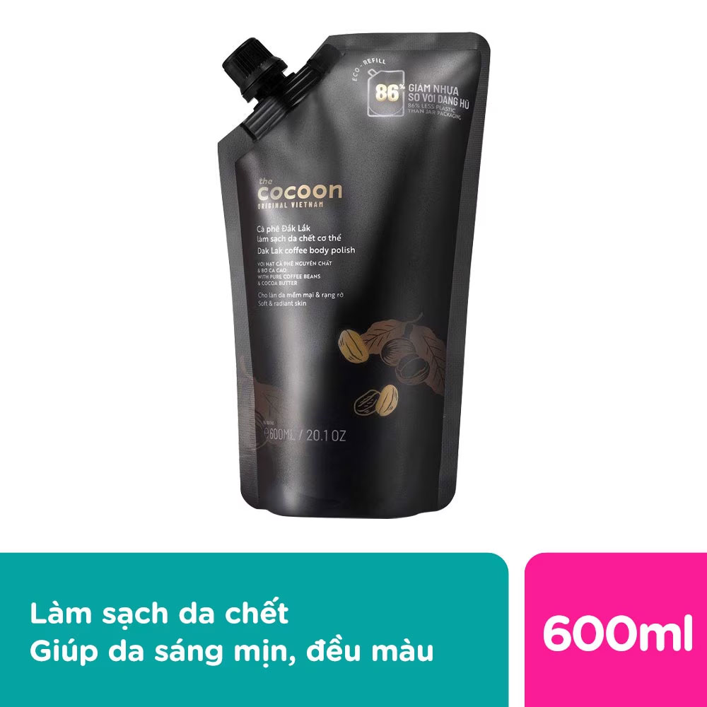 Tẩy Tế Bào Da Cơ Thể Cocoon Eco-Refill Đắk Lắk Coffee Body Polish 600ml