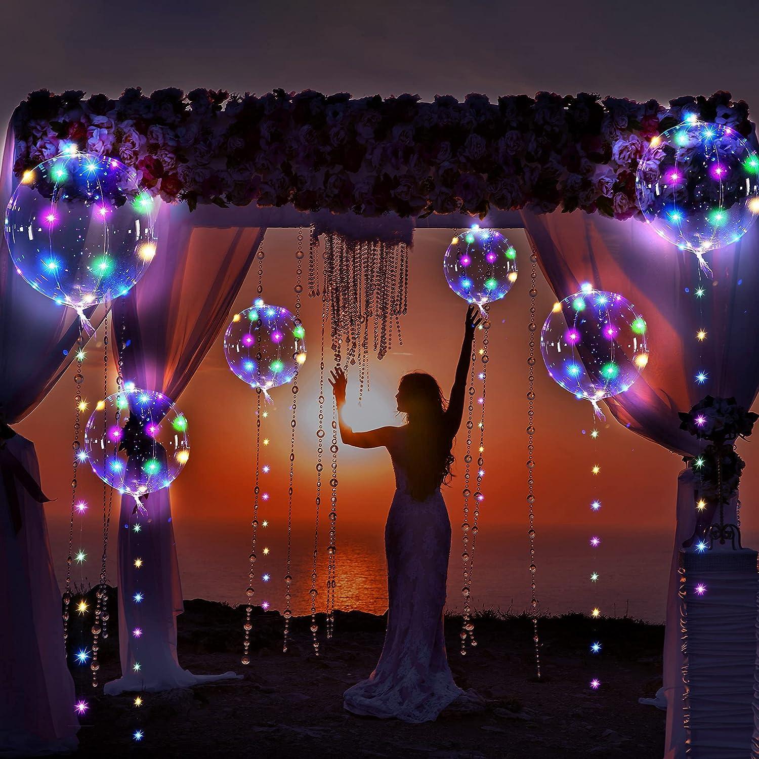 6 Cái BoBo LED Phát Sáng Bóng Bay, Bóng Bay Heli Bong Bóng Trong Suốt Với 10ft Dây Đèn Cho Giáng Sinh Đám Cưới Trang Trí Tiệc Sinh Nhật