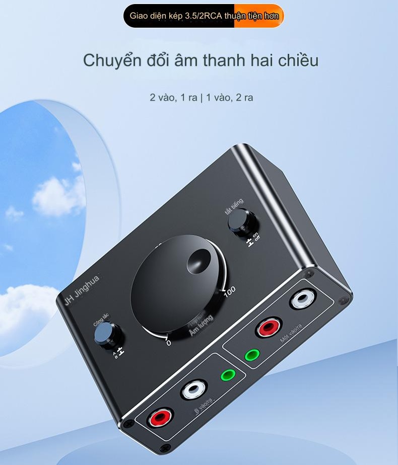 SOAIY Bộ Chia Âm Thanh 2 Chiều, Từ 1 Thiết Bị Ra 2 Loa, Tai Nghe Hoặc Từ 2 Thiết Bị Ra 1 Loa/ Tai Nghe JH-Q280 - Hàng Nhập Khẩu