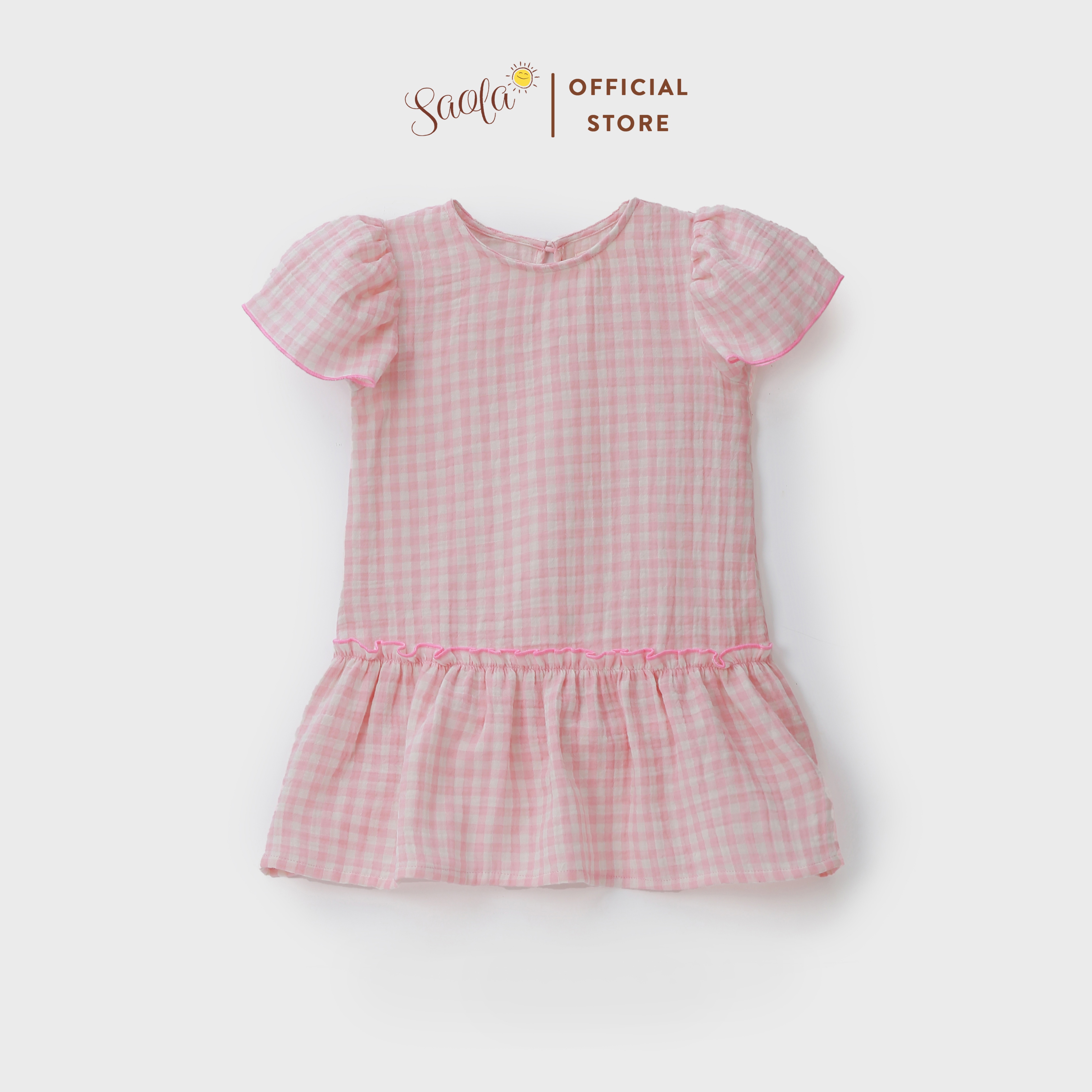 Váy Bé Gái Cổ Tròn Tay Bèo Nhún Tùng Xòe Chất Liệu Muslin Thoáng Mát - BERRY DRESS - DRM031 - SAOLA KIDS CLOTHING