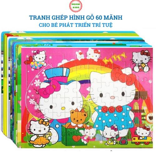 Tranh ghép xếp hình gỗ 60 mãnh, Đồ chơi lắp ráp thông minh cho bé phát triển tư duy