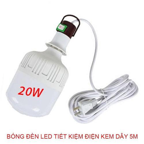 Bóng Đèn led kèm đui xoáy 20w Kèm Dây Cắm dài 5 mét