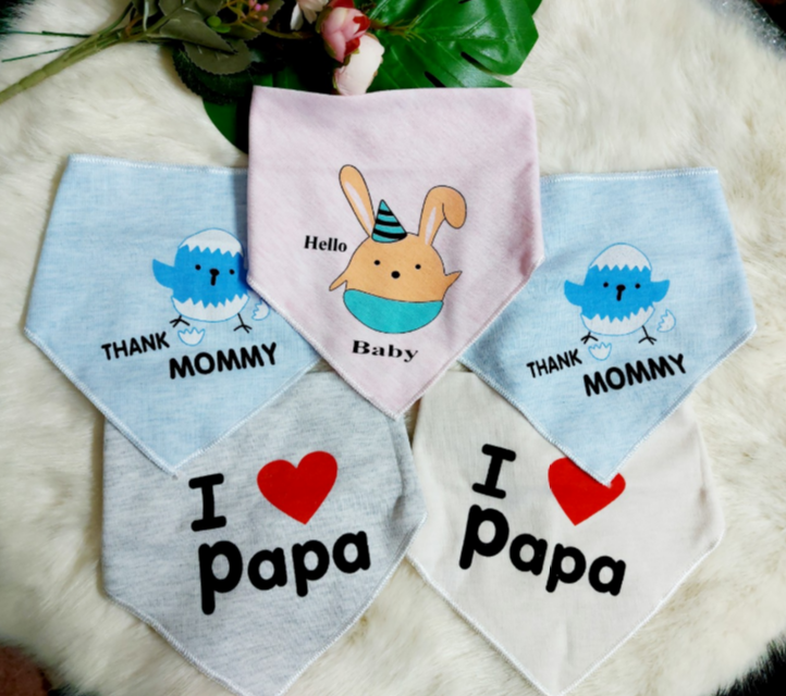 Khăn yếm tam giác cúc bấm loại cotton siêu mềm mịn cho bé trai bé gái
