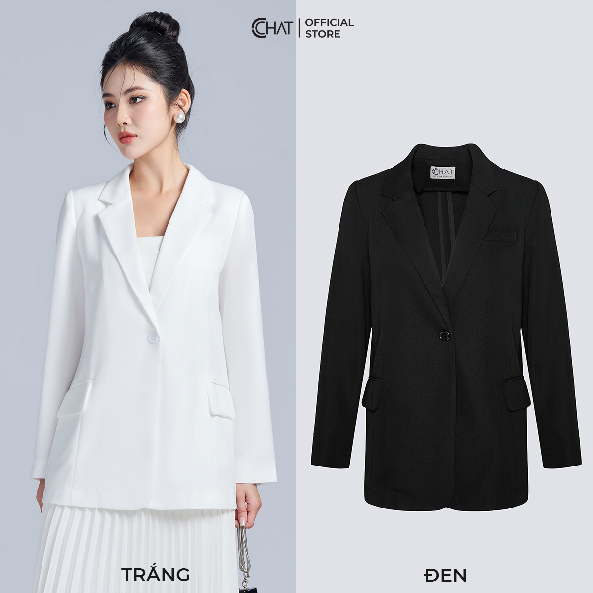Áo Blazer Nữ  Dáng Suông Basic 1 Lớp Chất Tuytsi Cao Cấp 22EMS2002ST