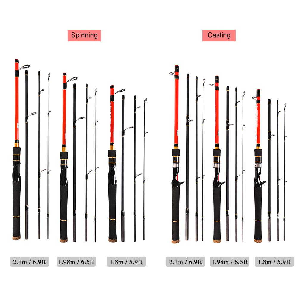 Cần câu cá carbon siêu nhẹ 1.8m / 1.98m / 2.1m gồm 4 phần rời siêu nhỏ gọn, dễ mang theo