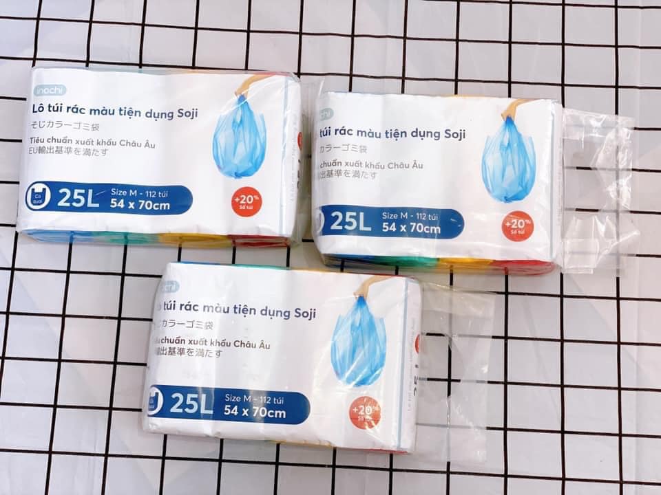 Lô 4 cuộn túi rác tiện dụng nhiều màu Inochi Soji