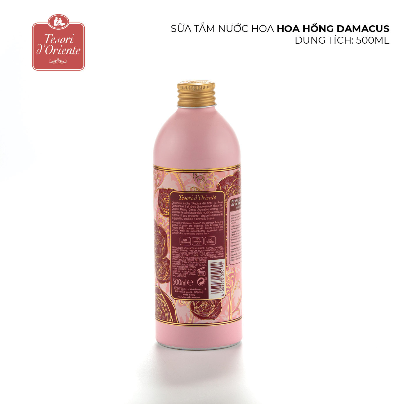 Sữa tắm hương nước hoa Ý Tesori d’Oriente Hoa hồng Damascus - Rose of Damascus 500ml