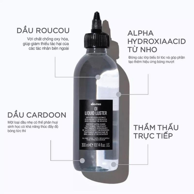 Dưỡng chất tạo bóng tức thì Davines Liquid luster Oi Italia 300ml New + Gội xả gói Karseell