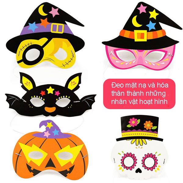 Mặt Nạ Hóa Trang Chủ đề Halloween cho bé mầm non eva (có dây đeo)