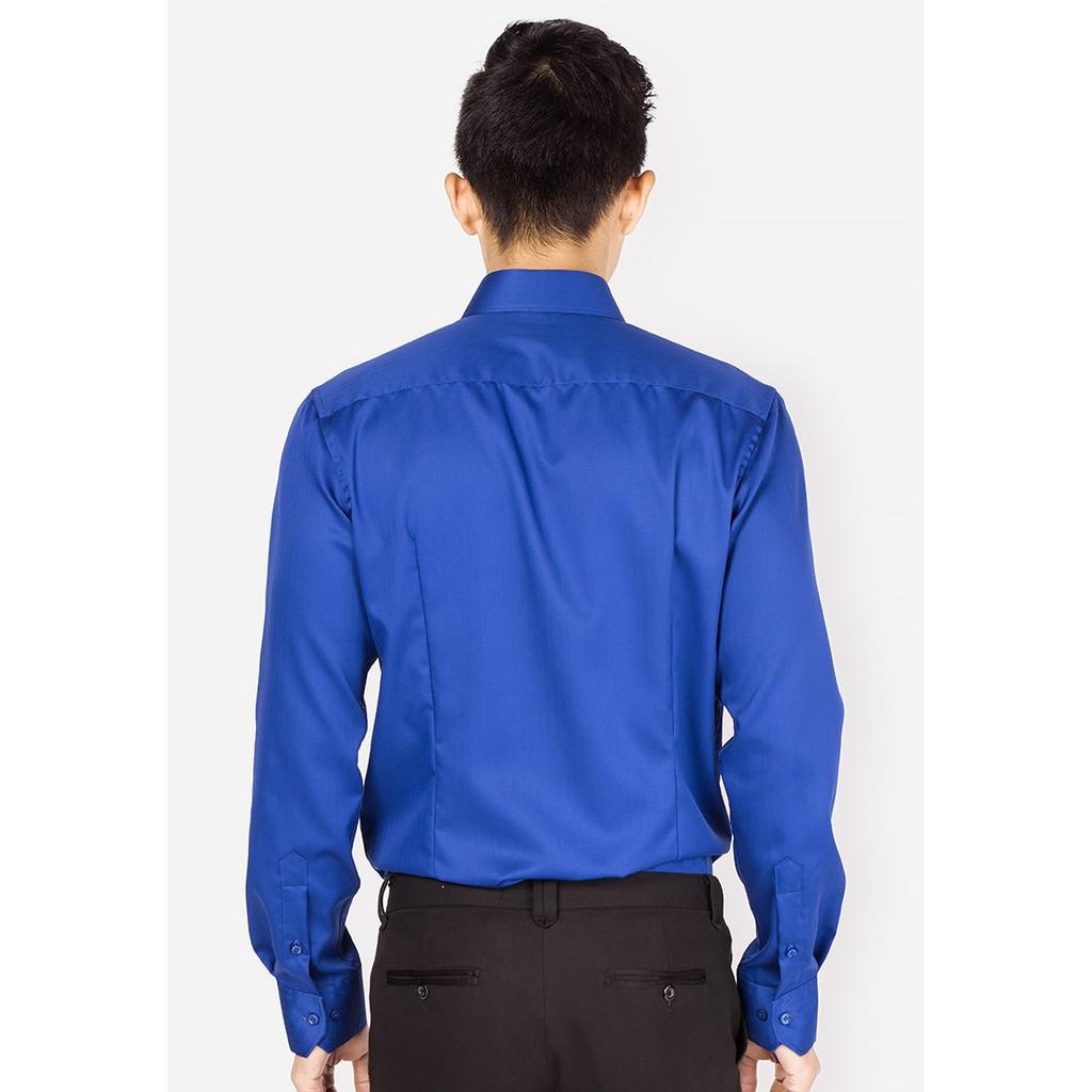 Áo sơ mi nam Xanh Cô Ban  không nhăn, Sơ mi nam trơn dáng ôm Body Hàn quốc