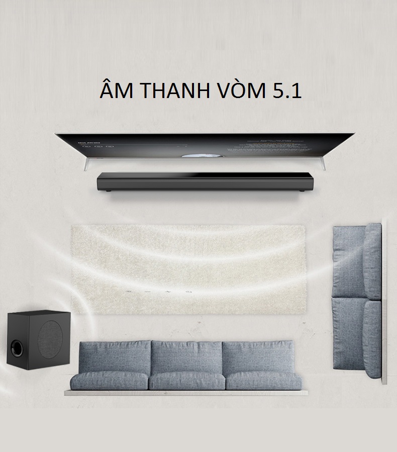 Bộ Sản Phẩm Hát Karaoke Gia Đình Loa Soundbar 5.1 Bluetooth A5 Tặng Kèm 2 Micro Không Dây Cao Cấp