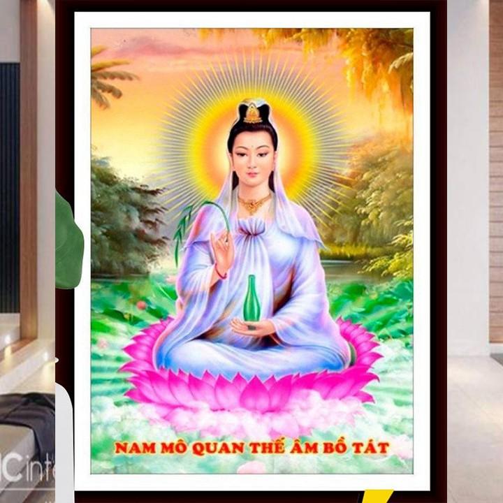 Tranh đá Quan Thế Âm Bồ Tát VS331 - kích thước: 75 * 55cm.