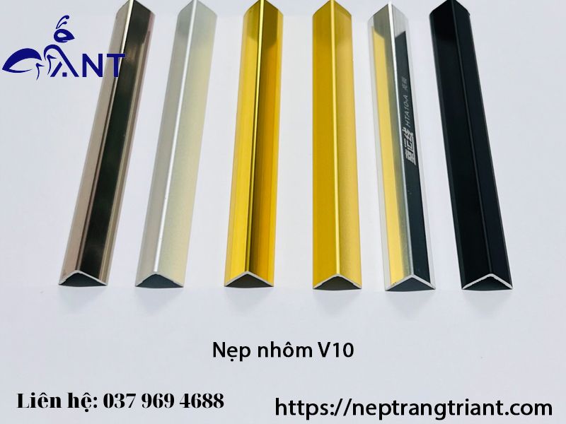 Nẹp nhôm v10, nẹp ốp góc, nẹp v 1cm, thanh dài 2m7, giá bán theo thanh, trang trí nhà cửa