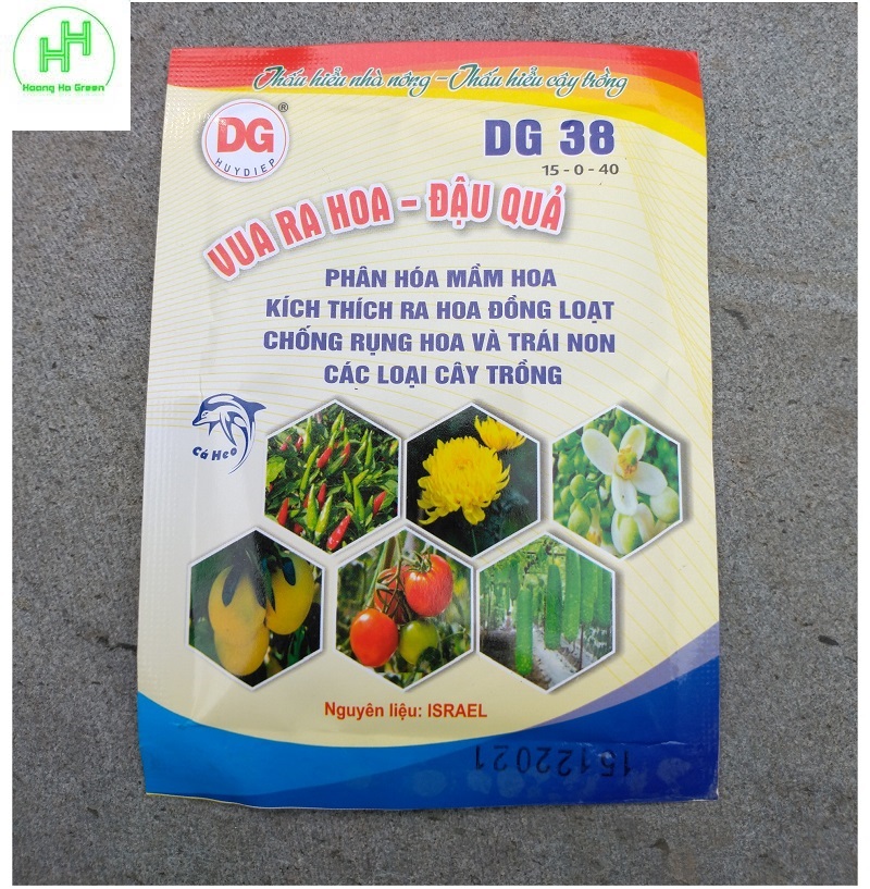 5 Gói Phân bón DG 38 15-0-40 vua ra hoa - đậu quả, phân hóa mầm hoa, kích ra hoa đồng loạt, chống rụng hoa v à trái non.