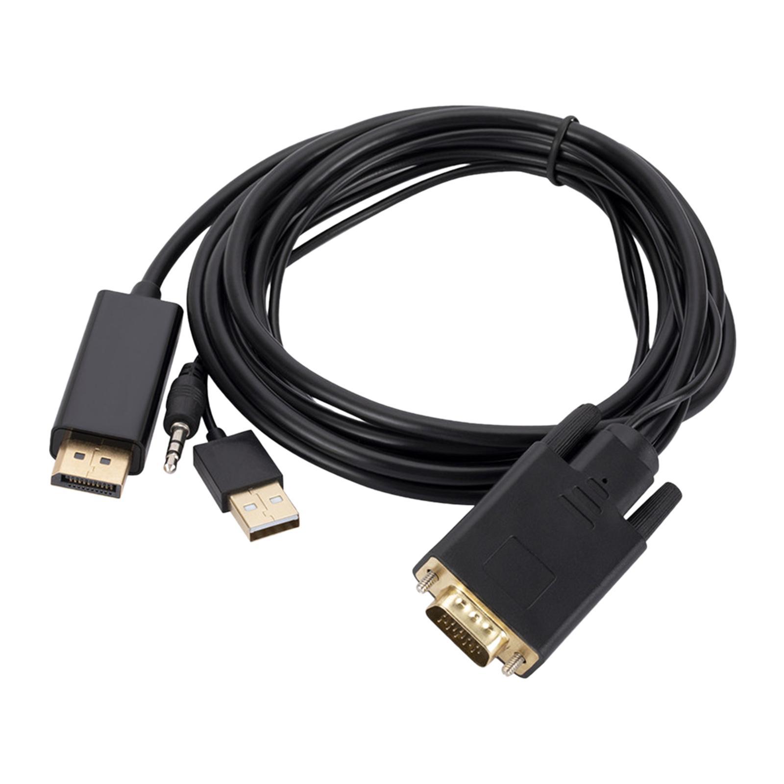 VGA to DP Cable, Male to Male Connection Adapter, Video 1080P 1.8M Converter for Monitor PC Laptop Computer